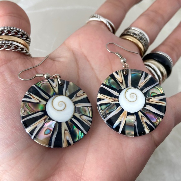 Silverskylight Jewelry - Mother of pearl abalone round shape earrings